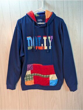 Dollywood Dark Blue Dolly Parton Hoodie Sweatshirt Merch Patchwork Womans XL